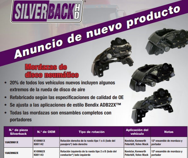 CALIPER DERECHO PARA FRENOS DE DISCO SILVERBACK K097850SCBW